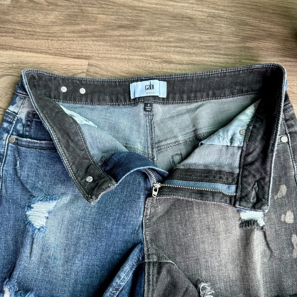 CAbi Park Colorblock Denim Shorts Distressed Frayed Hems Stretch Size 2 - Picture 4 of 15